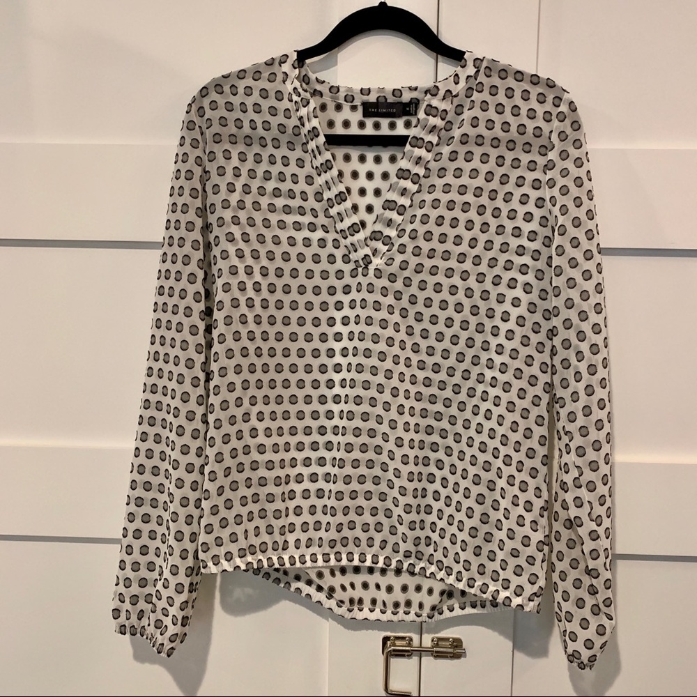 the limited • polka dot sheer v neck blouse